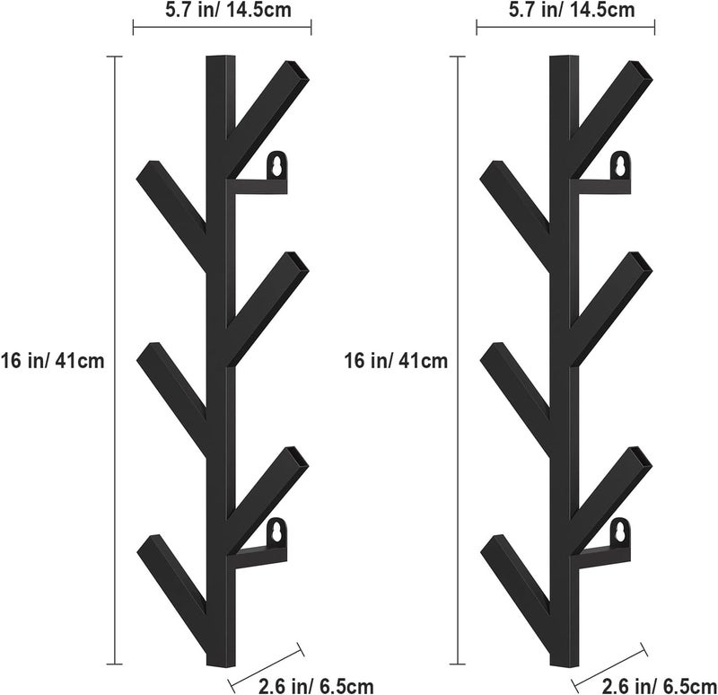 RRG 2 Pack Vertical Coat Rack Wall Mounted, Metal Vertical Hat Rack for Wall, Modern Wall Coat Tree for Hats, Jackets, Bags, Entryway Bedroom (Height 16") - Image 4